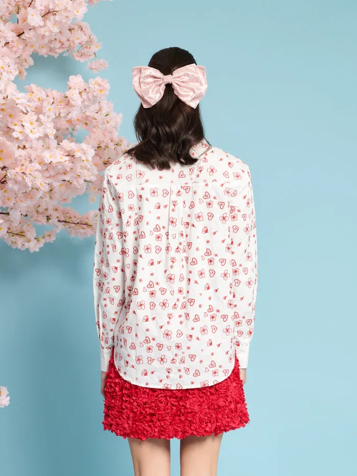 Women Doodle Bloom Shirt Ivory U0026 Red Sister Jane Tops