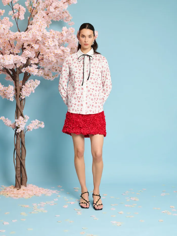 Women Doodle Bloom Shirt Ivory U0026 Red Sister Jane Tops