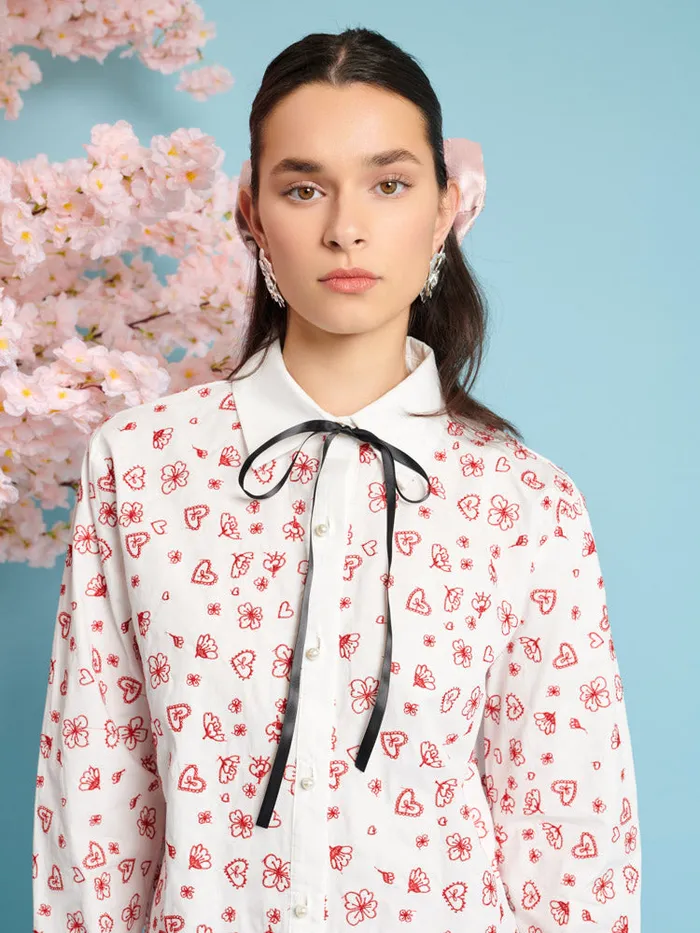 Women Doodle Bloom Shirt Ivory U0026 Red Sister Jane Tops