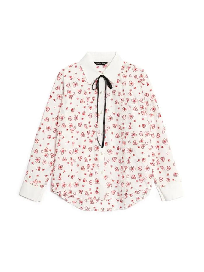 Women Doodle Bloom Shirt Ivory U0026 Red Sister Jane Tops