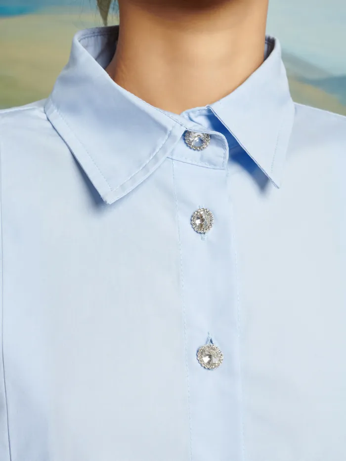 Women DREAM Blue Eyes Bow Shirt Baby Blue Sister Jane Tops