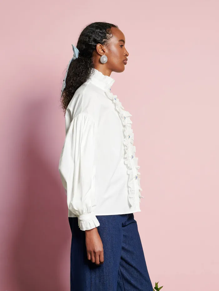 Women DREAM Daisy Ruffle Shirt Pearled Ivory Sister Jane Tops