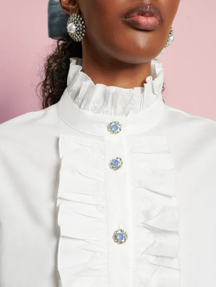 Women DREAM Daisy Ruffle Shirt Pearled Ivory Sister Jane Tops