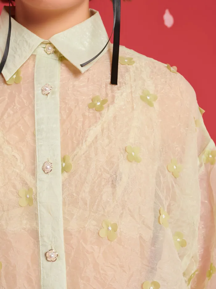 Women DREAM Eden Floral Oversized Shirt Pale Sage Green Sister Jane Tops