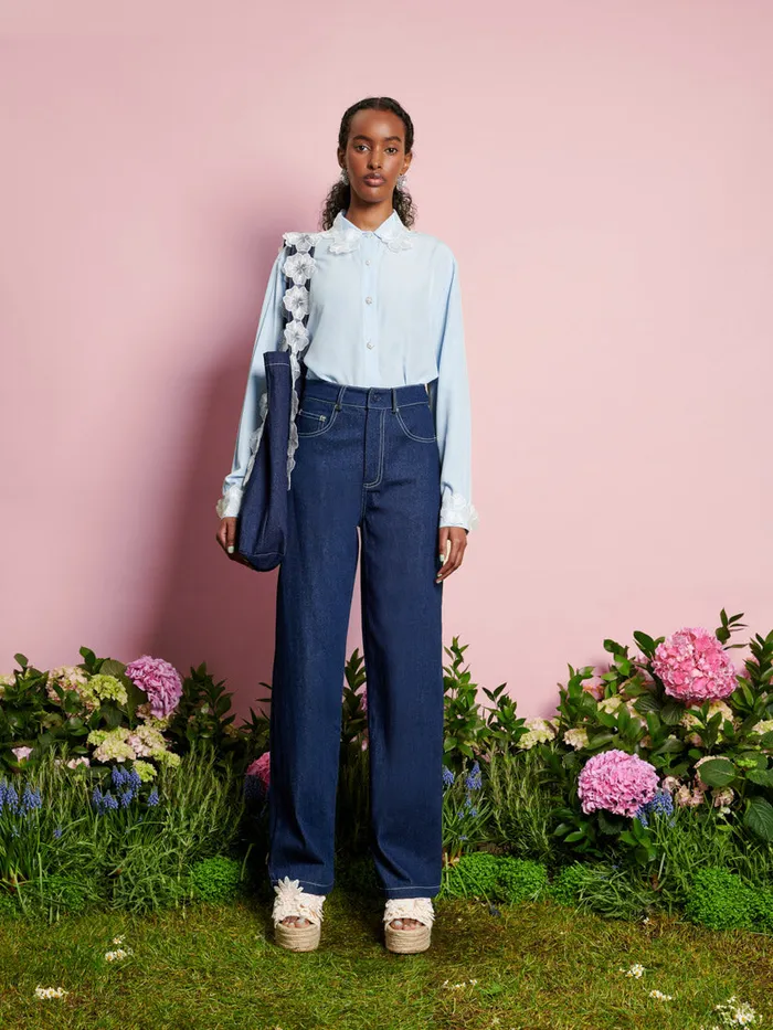 Women DREAM Wildflower Embellished Shirt Pale Blue Sister Jane Tops
