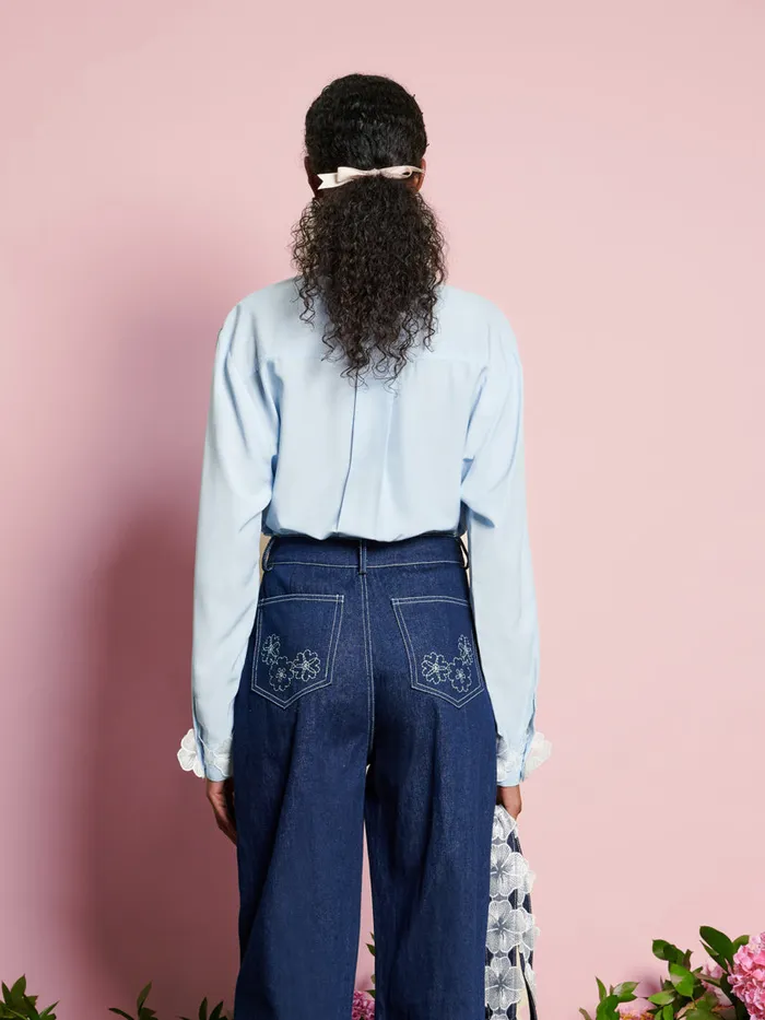 Women DREAM Wildflower Embellished Shirt Pale Blue Sister Jane Tops