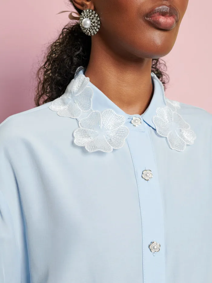 Women DREAM Wildflower Embellished Shirt Pale Blue Sister Jane Tops