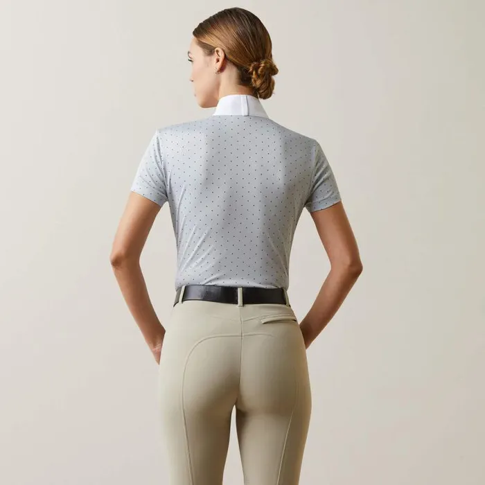 Women English Riding Ariat Aptos Show Shirt Pearl Gray Dot Women English Riding Ariat Aptos Show Shirt Pearl Gray Dot