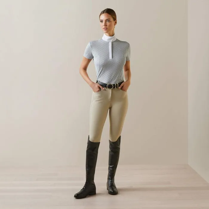 Women English Riding Ariat Aptos Show Shirt Pearl Gray Dot Women English Riding Ariat Aptos Show Shirt Pearl Gray Dot