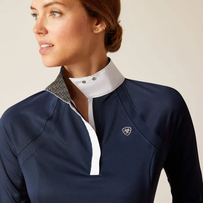 Women English Riding Ariat Sunstopper 30 Pro Show Shirt Navytrace Women English Riding Ariat Sunstopper 30 Pro Show Shirt Navytrace