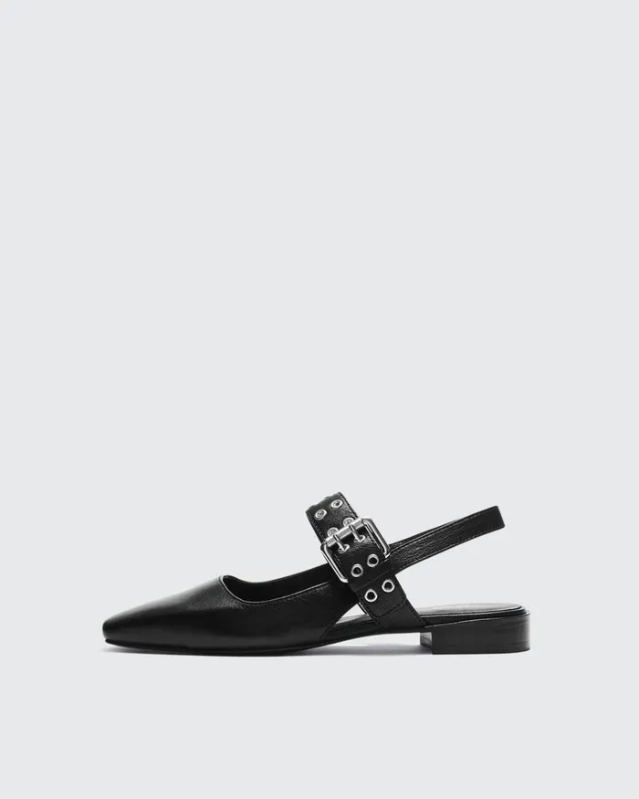 Women Flats Rag 038 Bone Astra Slingback 8211 Leather Black