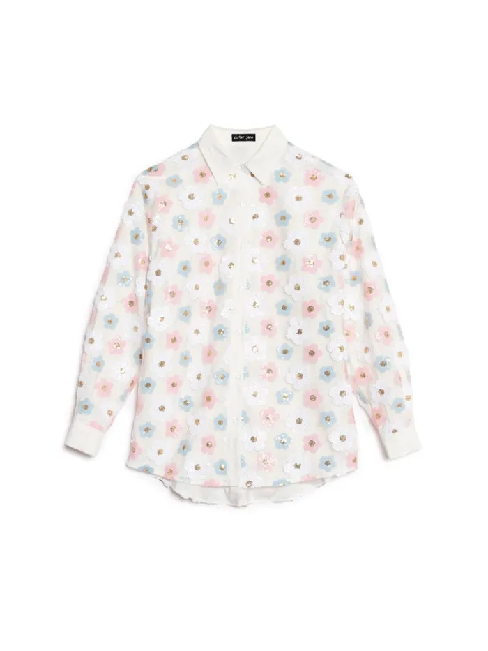 Women Garden Sequin Shirt Cream Ivory Sister Jane Tops
