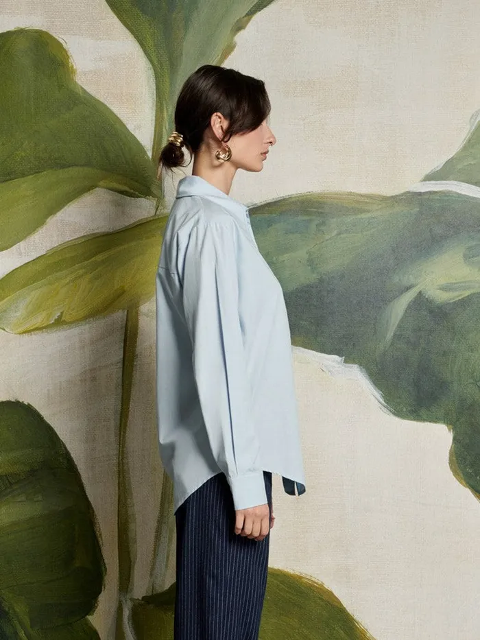 Women Ghospell Caitlin Zip Front Shirt Baby Blue Sister Jane Tops