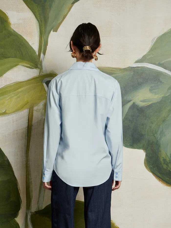 Women Ghospell Caitlin Zip Front Shirt Baby Blue Sister Jane Tops