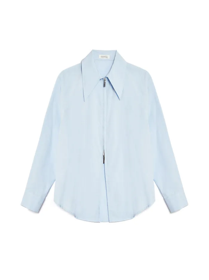 Women Ghospell Caitlin Zip Front Shirt Baby Blue Sister Jane Tops