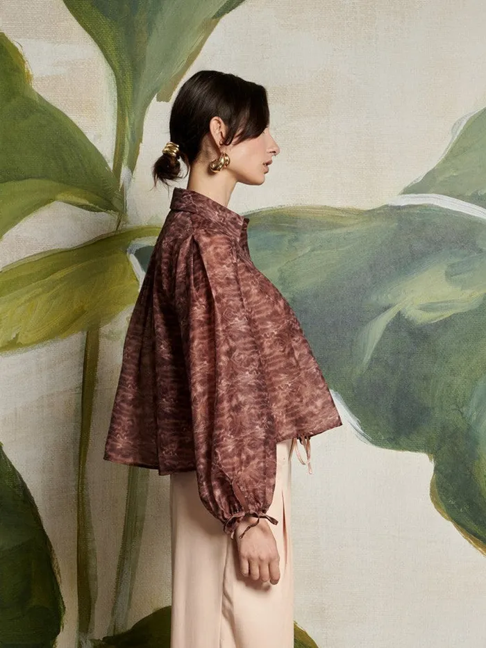 Women Ghospell Dare Printed Shirt Washed Brown Sister Jane Tops