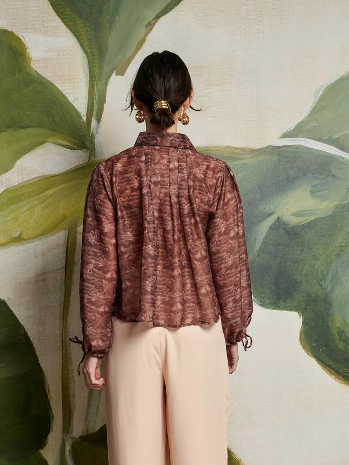 Women Ghospell Dare Printed Shirt Washed Brown Sister Jane Tops