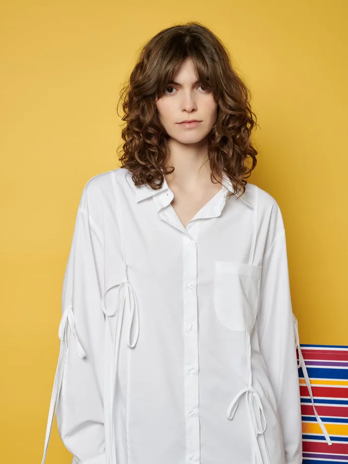 Women Ghospell Fallon Tie Shirt Pearled White Sister Jane Tops