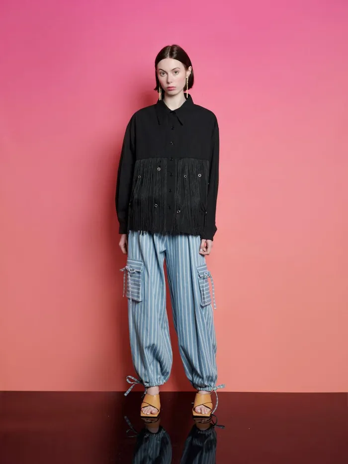 Women Ghospell Frida Fringe Shirt Coal Black Sister Jane Tops