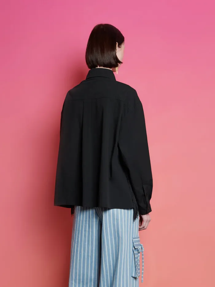 Women Ghospell Frida Fringe Shirt Coal Black Sister Jane Tops