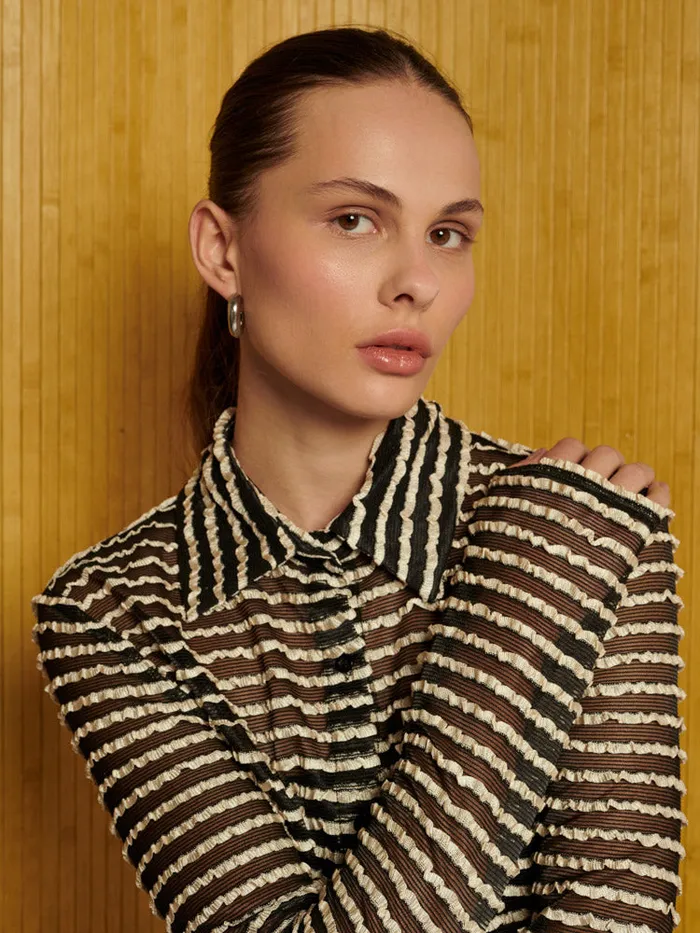 Women Ghospell Jemima Stretch Shirt Black And White Sister Jane Tops
