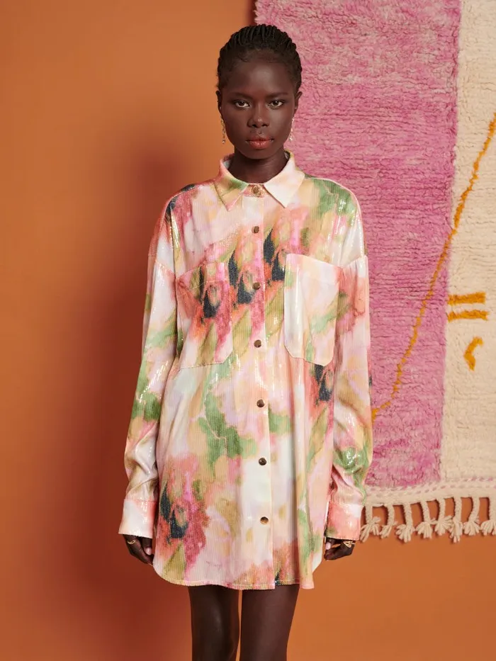 Women Ghospell Salma Sequin Oversized Shirt Sequin Aquarelle Sister Jane Tops