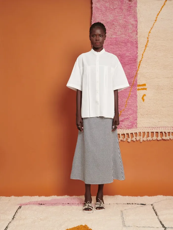 Women Ghospell Soraya Pleated Shirt Pearl White Sister Jane Tops