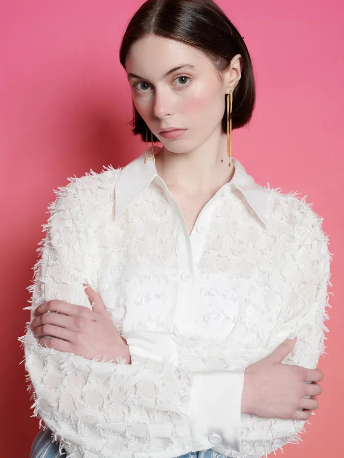 Women Ghospell Stevie Textured Shirt White Sister Jane Tops