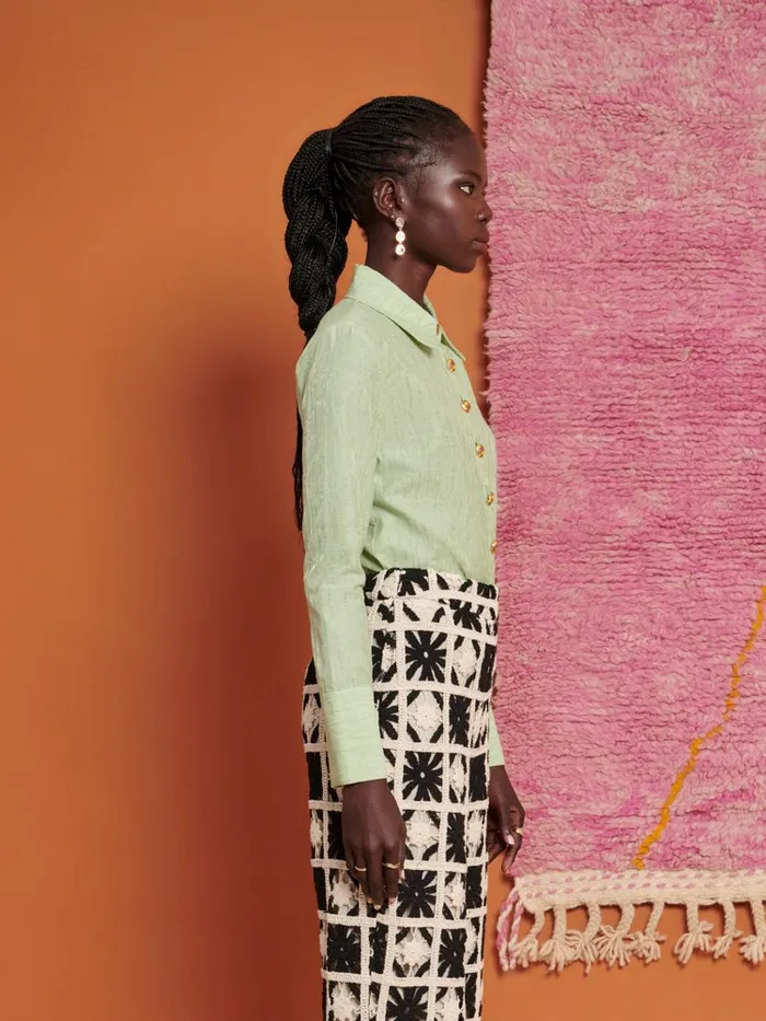 Women Ghospell Thena Fitted Shirt Pistachio Green Sister Jane Tops
