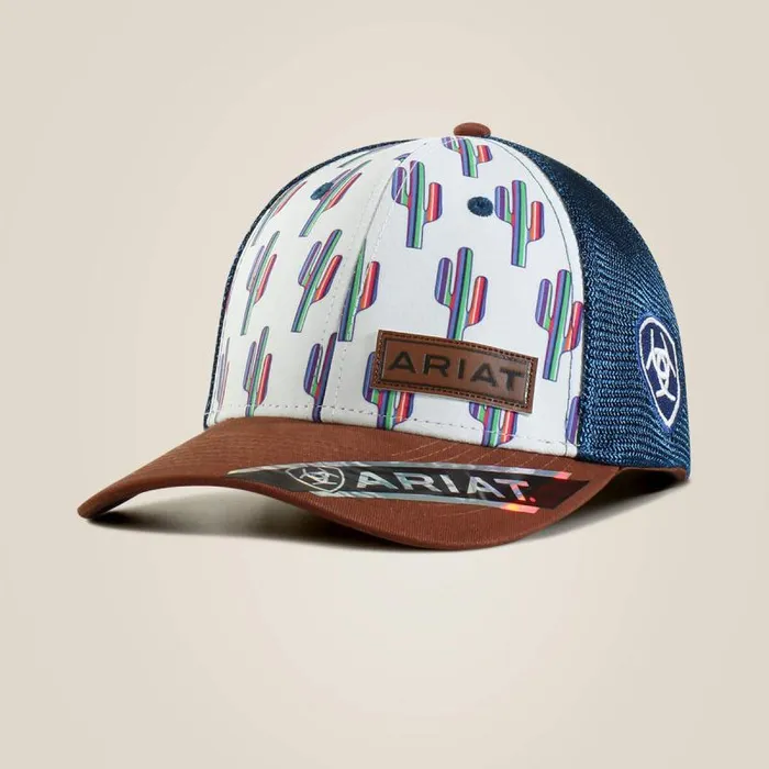 Women Hats and Caps Ariat Cactus Print Cap Black White