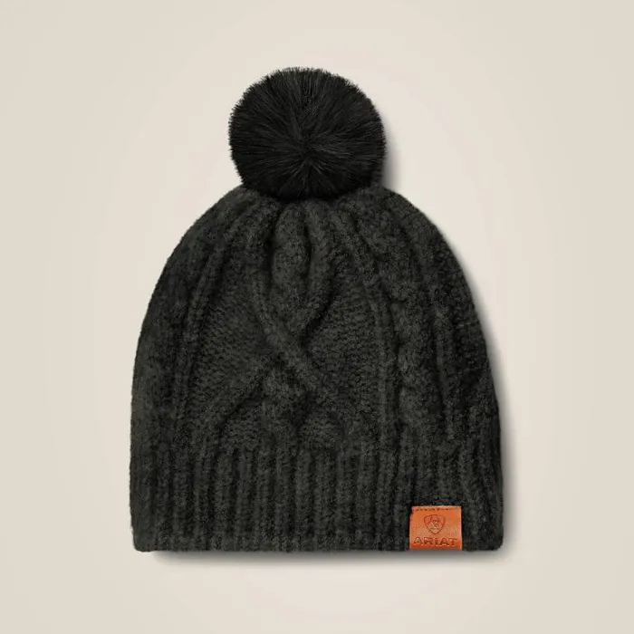 Women Hats and Caps Ariat Entwine Beanie Black Heather