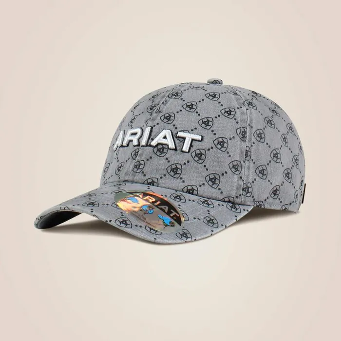 Women Hats and Caps Ariat Shield Logo Print Cap Gray