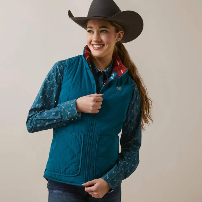 Women Jackets and Vests Ariat Dilon Reversible Insulated Vest Deep Lagoon