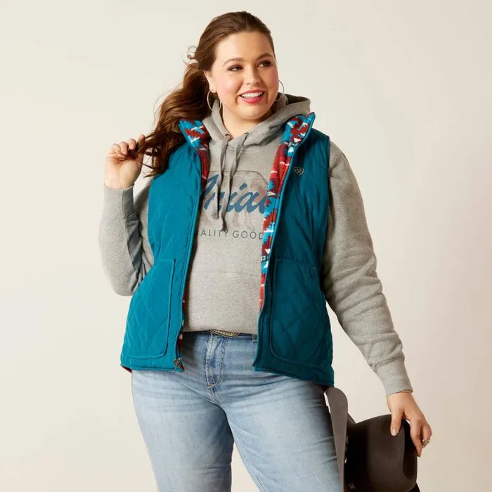 Women Jackets and Vests Ariat Dilon Reversible Insulated Vest Deep Lagoon