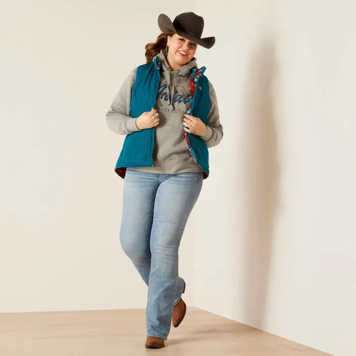 Women Jackets and Vests Ariat Dilon Reversible Insulated Vest Deep Lagoon