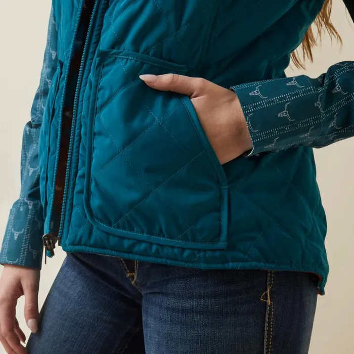 Women Jackets and Vests Ariat Dilon Reversible Insulated Vest Deep Lagoon