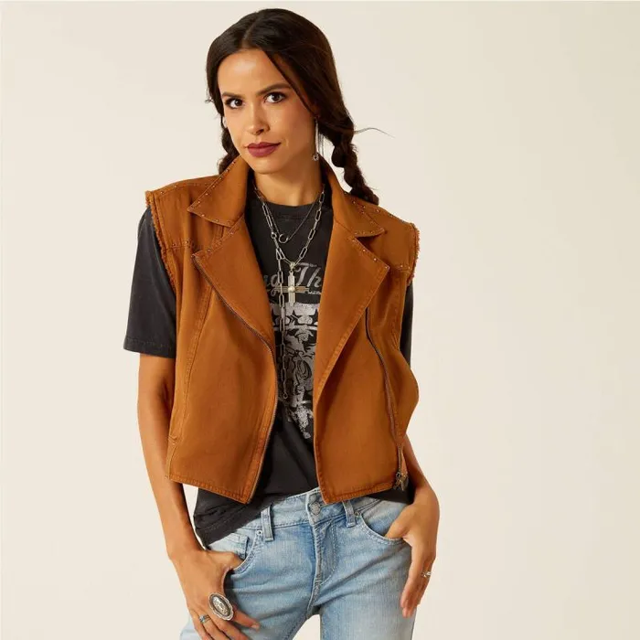 Women Jackets and Vests Ariat Harley Vest Tobacco Brown