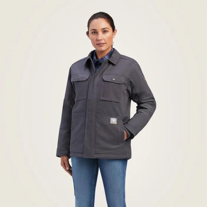 Women Jackets and Vests Ariat Rebar DuraCanvas SherpaLined Coat Rebar Grey