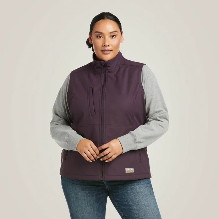 Women Jackets and Vests Ariat Rebar Stretch Canvas Softshell Vest Plum Perfect