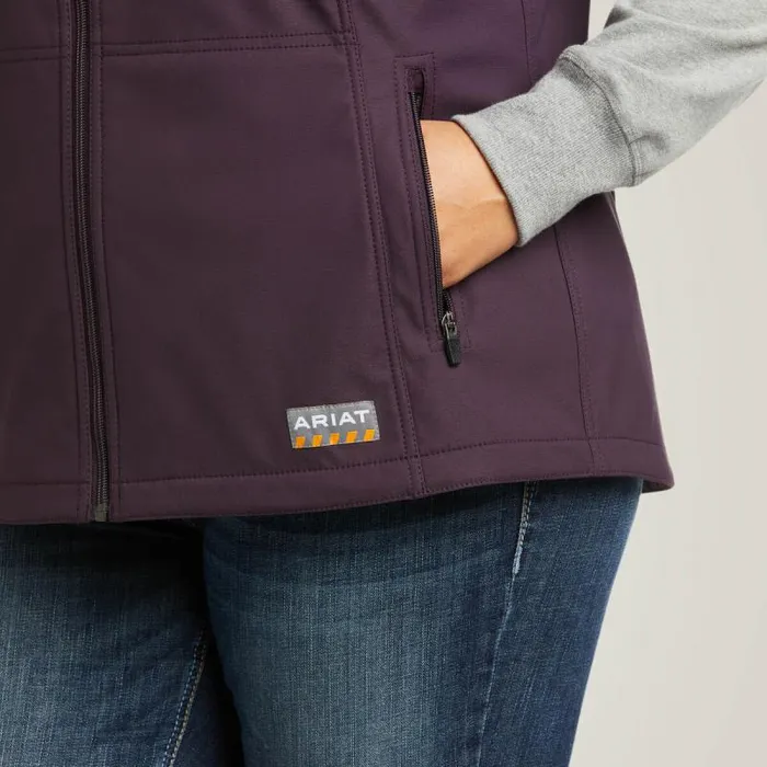 Women Jackets and Vests Ariat Rebar Stretch Canvas Softshell Vest Plum Perfect