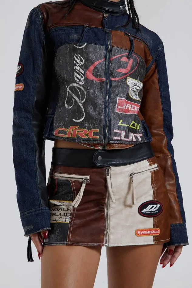 Women Jaded London Long Sleeve Tops Daytona Zip Off Sleeve Moto Jacket