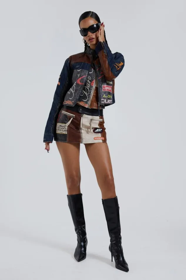 Women Jaded London Long Sleeve Tops Daytona Zip Off Sleeve Moto Jacket
