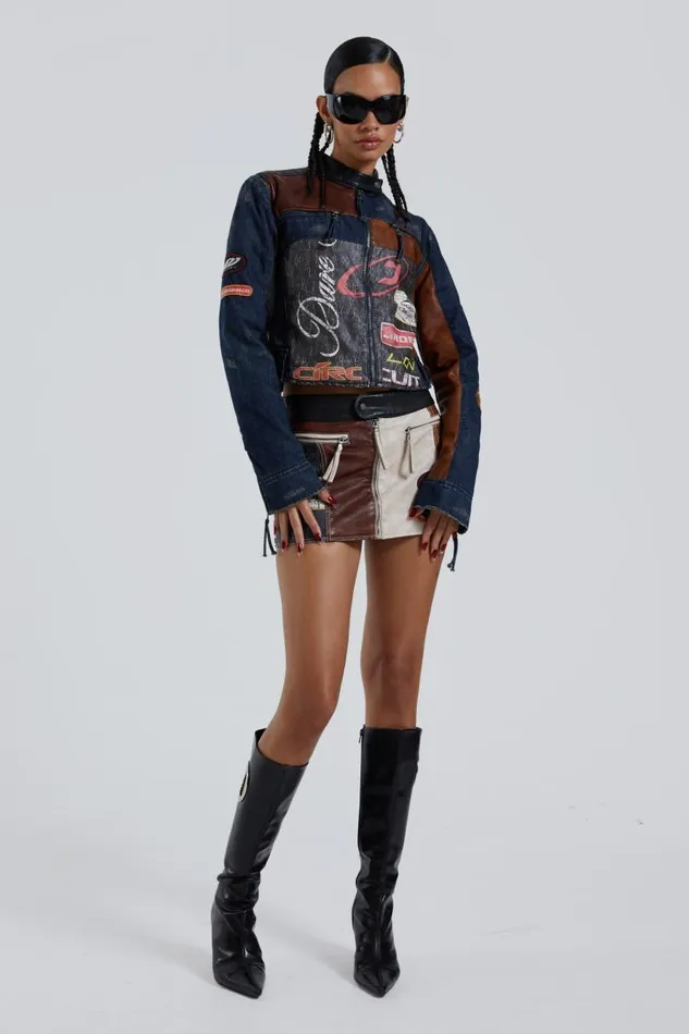 Women Jaded London Long Sleeve Tops Daytona Zip Off Sleeve Moto Jacket