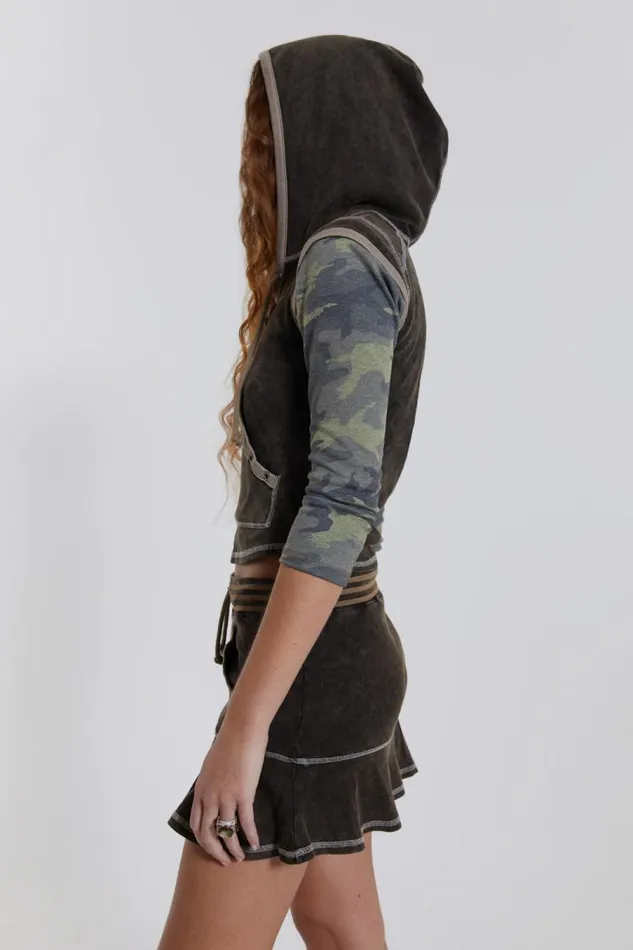 Women Jaded London Long Sleeve Tops Freya Acid Wash Cap Sleeve Top