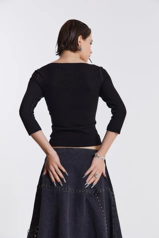 Women Jaded London Long Sleeve Tops Genetta Ribbed Top