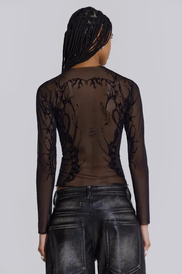 Women Jaded London Long Sleeve Tops Wings Mesh Top