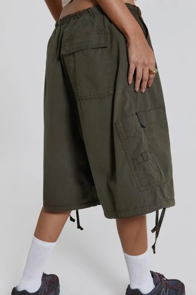 Women Jaded London Parachute Pants Khaki Parachute Cargo Shorts