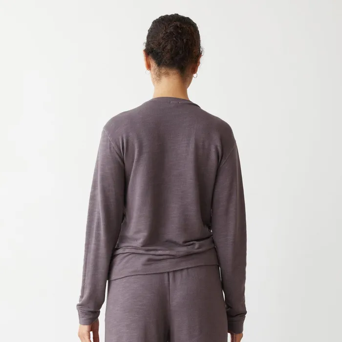 Women Long Sleeve MONROW Supersoft V Neck Long Sleeve Dusty Plum