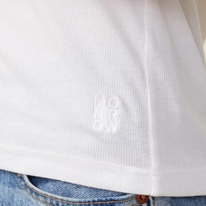 Women Long Sleeve MONROW Supima Rib Long Sleeve Crew White