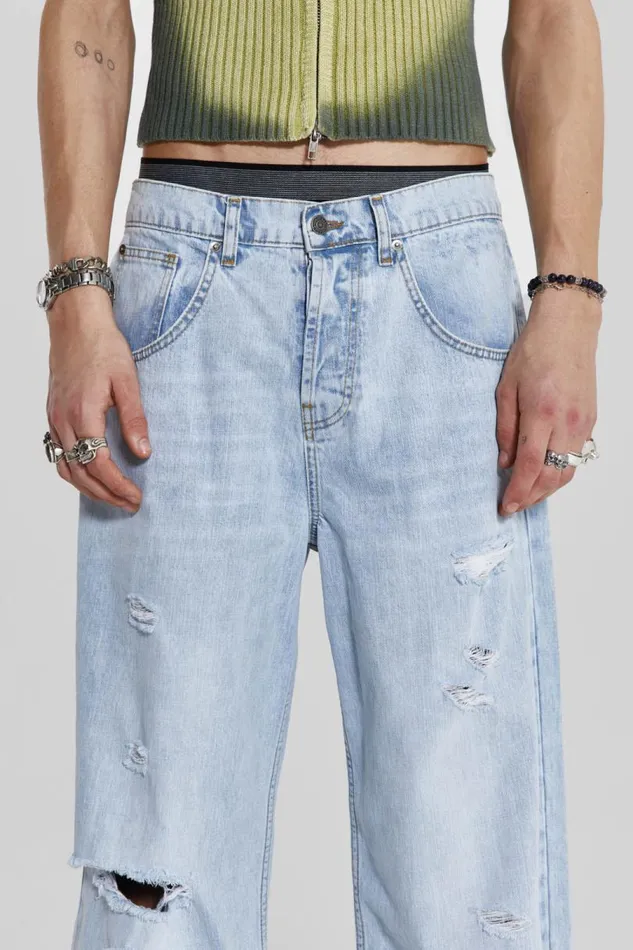 WomenMen Jaded London Colossus Jeans Bleached Blue Colossus Flare Jeans
